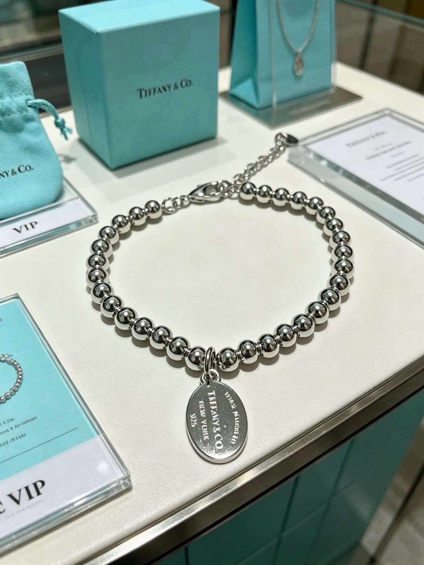 Tiffany & Co. Sterling Silver Bead Bracelet with Tag